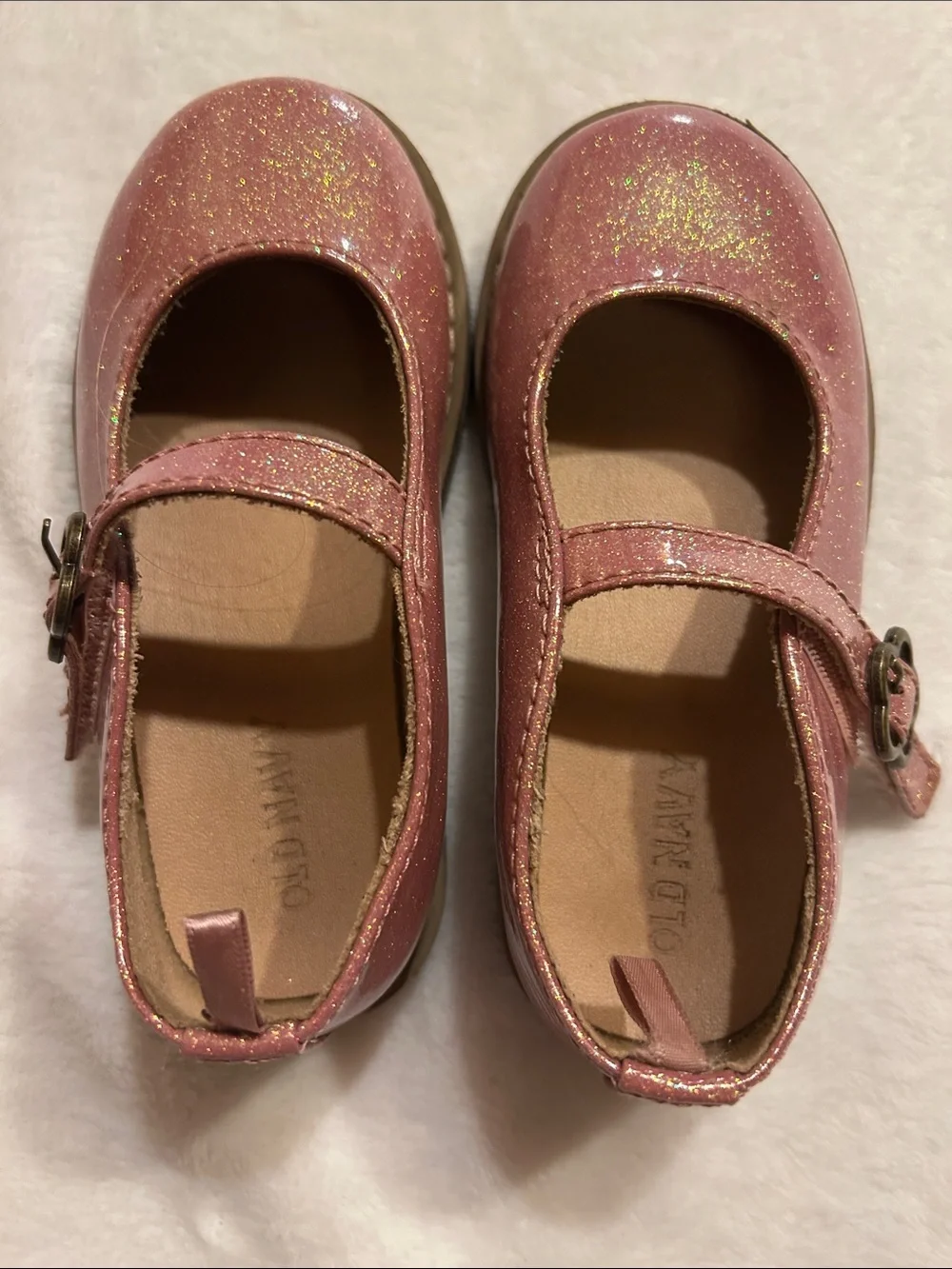 Old Navy Girls Pink Glitter Mary Jane Dress Shoes Size 8